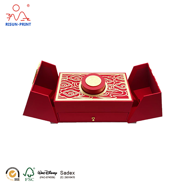 豪華定制紅色升降禮盒,硬紙板雙開(kāi)門禮品盒設(shè)計(jì)生產(chǎn)廠家